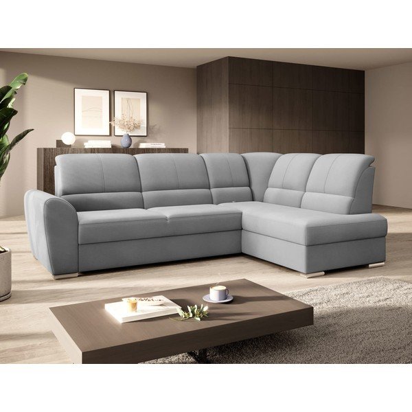 Сив кадифен разтегателен ъглов диван с място за съхранение (десен ъгъл L форма) Siber – ELTAP-image-4