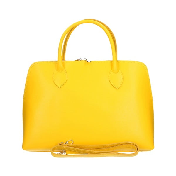Жълта кожена чанта Arancio - Chicca Borse