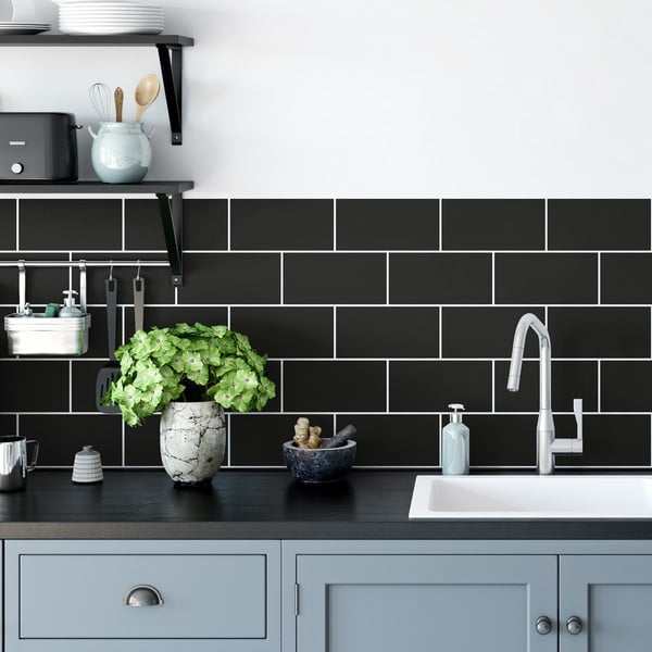Комплект стикери за плочки 30 бр. 20x10 cm Subway Tiles Black - Ambiance-image-1