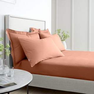 Еластичен чаршаф теракотен от памук перкал 185x200 cm Cotton Percale – Bianca