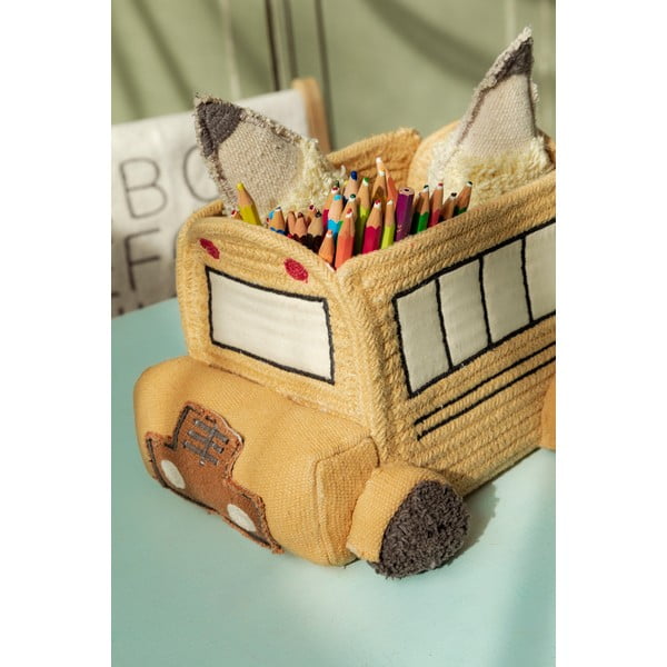 Текстилна детска кошница за играчки в цвят жълта охра 22x19x15 cm School Bus – Lorena Canals-image-2
