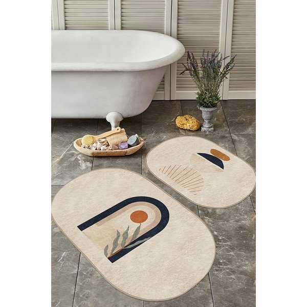 Бежови килими за баня в комплект 2 бр. 60x100 cm – Mila Home-image-2
