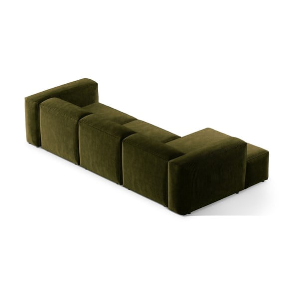 Зелен ъглов диван от рипсено кадифе (ляв ъгъл) Bergamo – Cosmopolitan Design-image-4