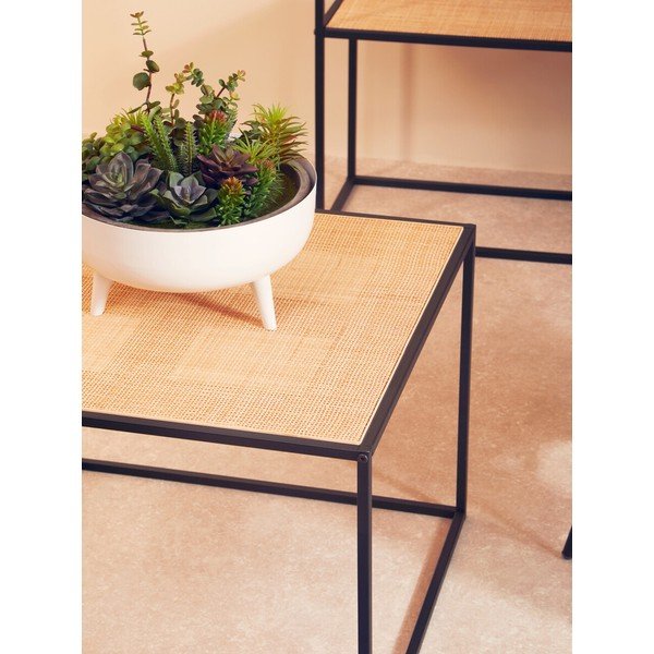 Ратанова масичка за кафе в естествен цвят 60x60 cm Depok – Premier Housewares-image-2