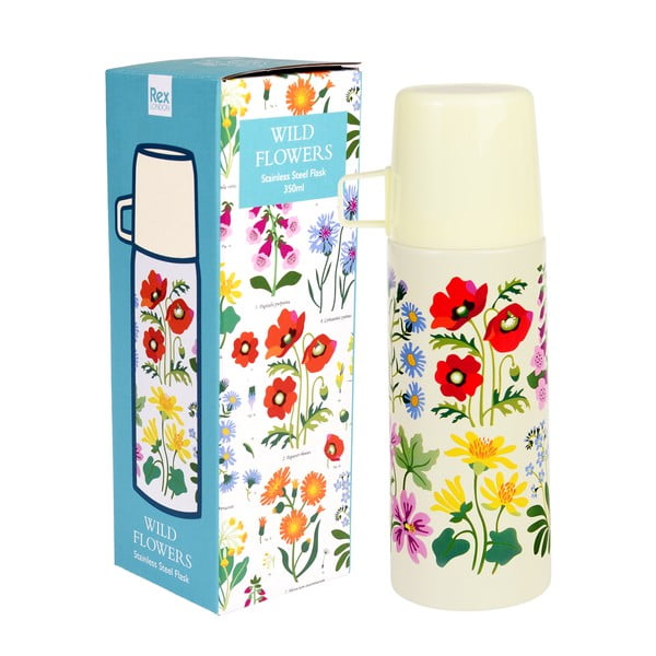 Кремав детски термос 350 ml Wild Flowers – Rex London-image-3