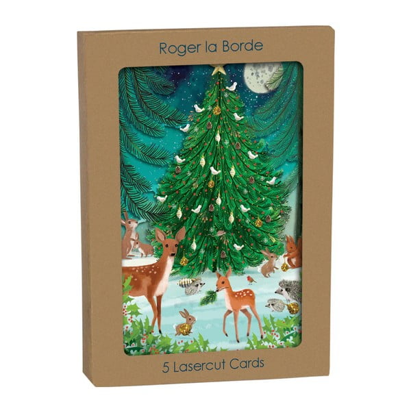Картички в комплект 5 бр. с коледен мотив Heart of the Forest  – Roger la Borde-image-1