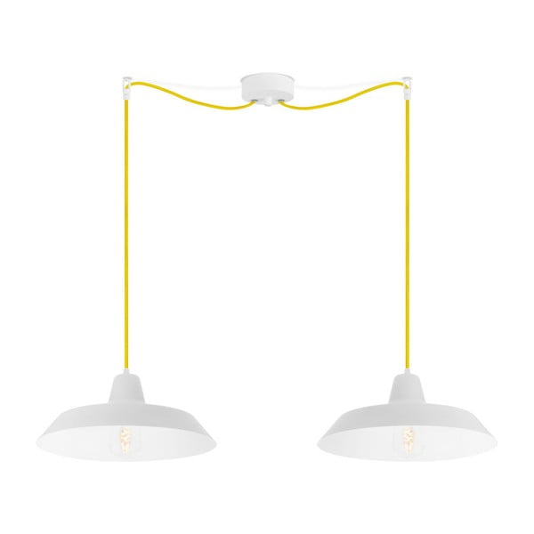 Жълта висяща лампа с 2 бели абажура Cinco - Bulb Attack