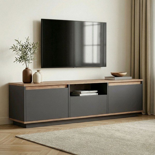 Антрацитна маса за телевизор 160x42x30 cm Sentinel – Kalune Design-image-1