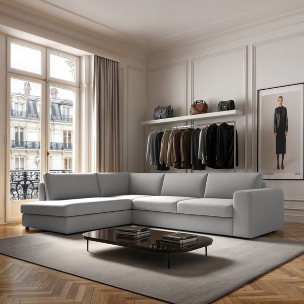 Светлосив ъглов диван (ляв ъгъл/L форма) Baga – Rodier-image-1