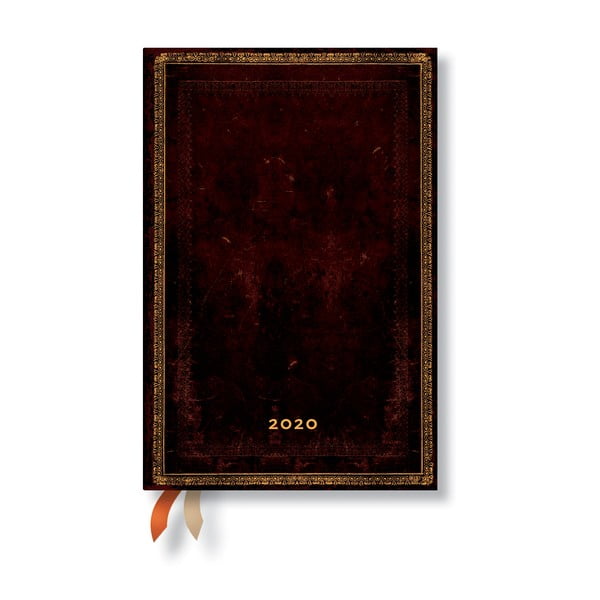 Кафяв дневник за 2020 г. в твърда корица, черен морокен, 160 страници Black Moroccan - Paperblanks