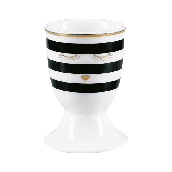 Черна керамична чаша за яйца на райета Stripes - Miss Étoile