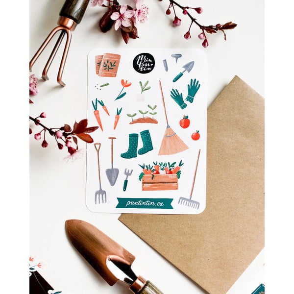 Лист с винилови стикери с мотив "Градинар", 10,5 cm x 14,5 cm - Printintin-image-1