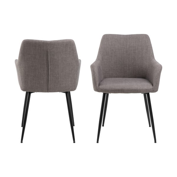 Светлосиви тапицирани трапезни столове в комплект с подлакътници 2 бр. Lizzy – Actona-image-2