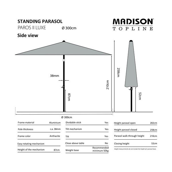 Бежов чадър ø 300 cm Paros II - Madison-image-1