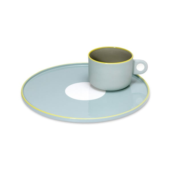 Комплект от чаша и чиния от син фаянс , 250 ml Gustaf - Remember