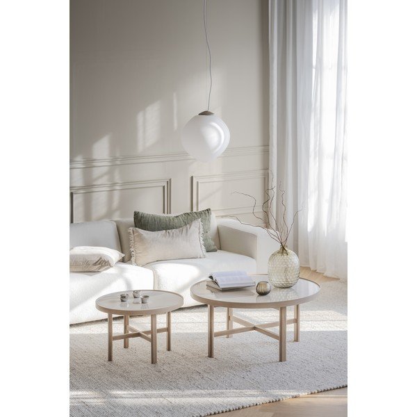 Кръгла масичка за кафе с керамичен плот естествена 90x90 cm Marsden – Rowico-image-3