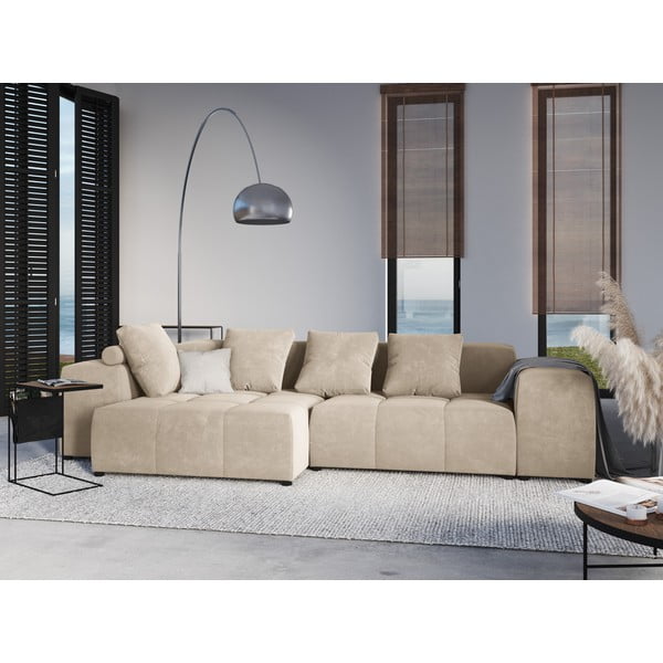 Бежова кадифена възглавница за модулен диван Rome Velvet - Cosmopolitan Design-image-3