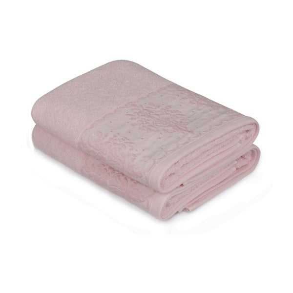 Комплект от две кърпи в прахово розово викторианско, 90 x 50 cm - Soft Kiss