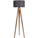 Тъмносива/в естествен цвят подова лампа с текстилен абажур (височина 153 cm) Tripod – Opviq lights