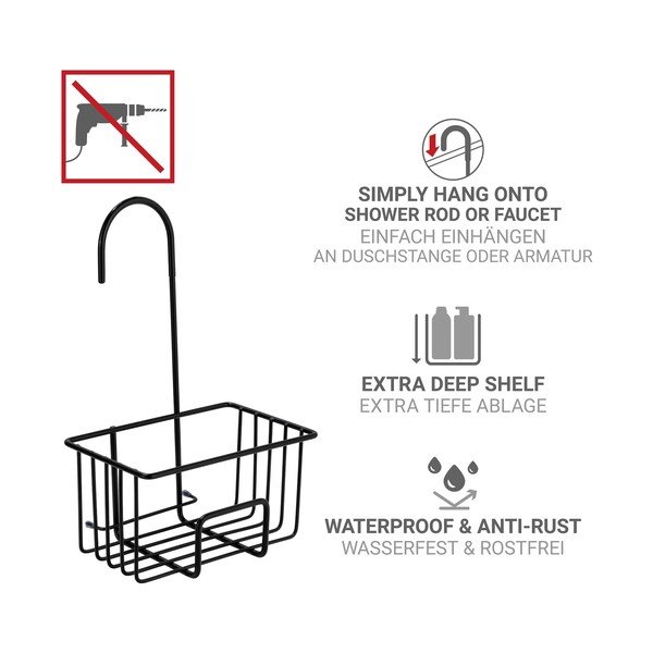 Черен висящ рафт за баня от неръждаема стомана Milito – Wenko-image-4