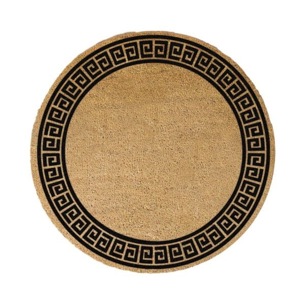Черна кръгла постелка от естествени кокосови влакна , ⌀ 70 cm Greek Border - Artsy Doormats