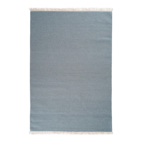 Šedomodrý ručně tkaný vlněný koberec Linie Design Solid, 200 x 300 cm