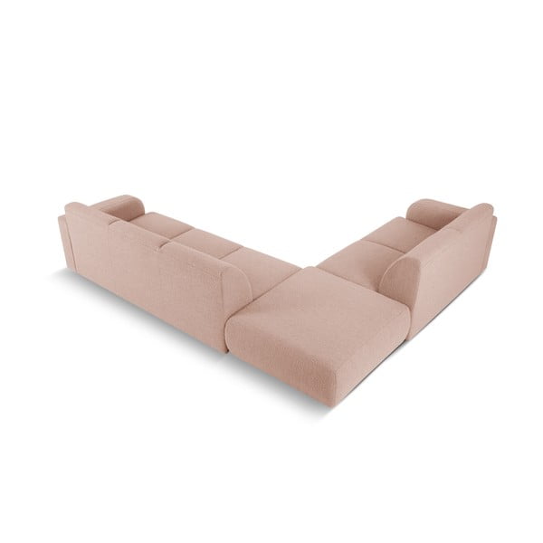 Розов ъглов диван от плат букле (ляв ъгъл) Molino - Micadoni Home-image-3