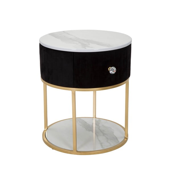 Нощно шкафче в черно и златно Montpellier - Mauro Ferretti-image-1