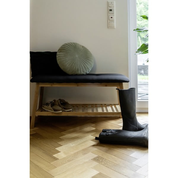 Черен/естествен бамбуков стелаж за обувки с пейка Ecori - Wenko-image-1