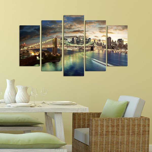 Картина от няколко части Bridge NYC, 110 x 60 cm - Wallity-image-1
