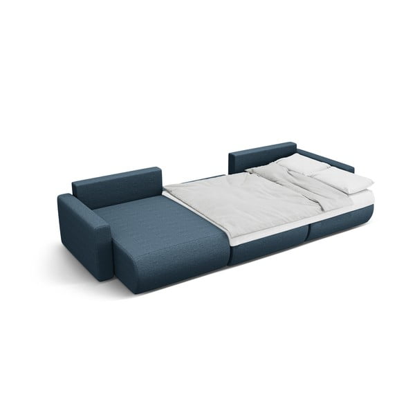 Тъмносин разтегателен ъглов диван с място за съхранение (U форма) Belfast – Cosmopolitan Design-image-3