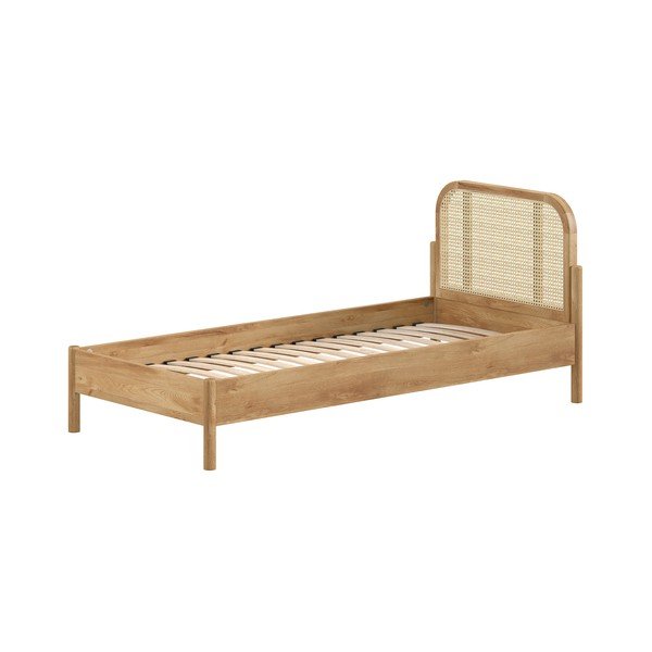 Единично легло от масивен дъб с включена подматрачна рамка в естествен цвят 90x200 cm Olive Rotan – Vipack-image-2