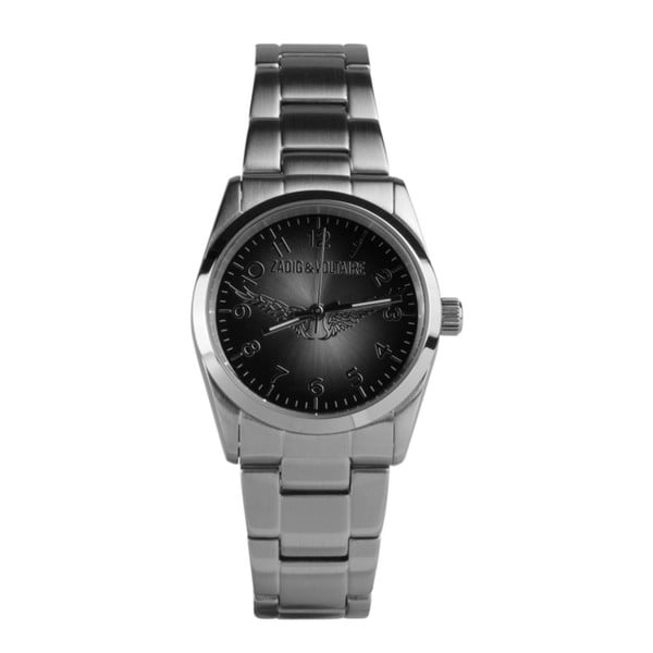 Unisex hodinky stříbrné barvy s černým ciferníkem Zadig & Voltaire Blackout