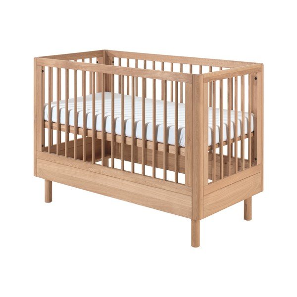 Детско креватче от масивен дъб с регулируема височина в естествен цвят 60x120 cm Forrest – Vipack