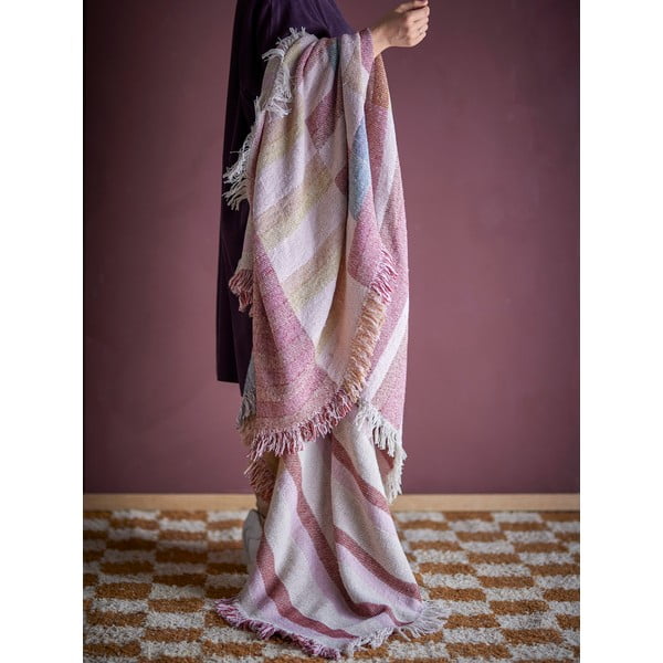 Кафяво одеяло от рециклиран памук 130x160 cm Lane – Bloomingville-image-1