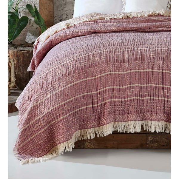 Червена муселинова покривка за двойно легло 220x240 cm Etno - Mijolnir-image-1