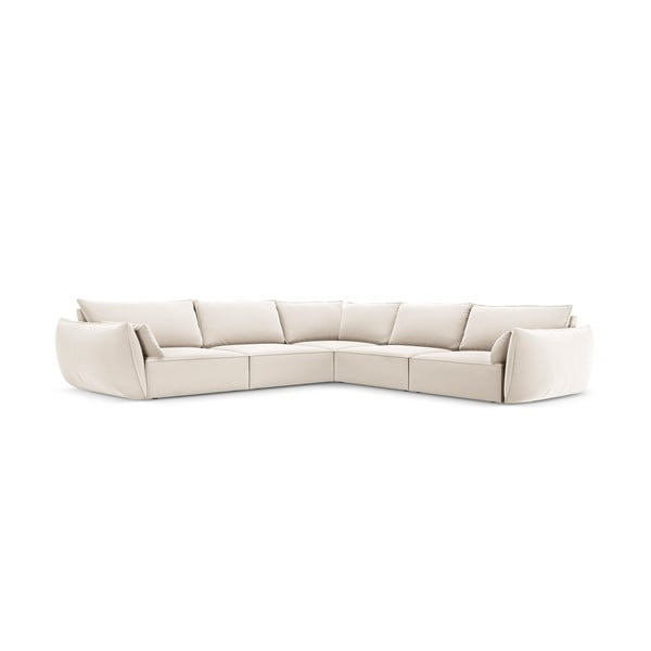 Бежов кадифен ъглов диван Vanda – Mazzini Sofas-image-2