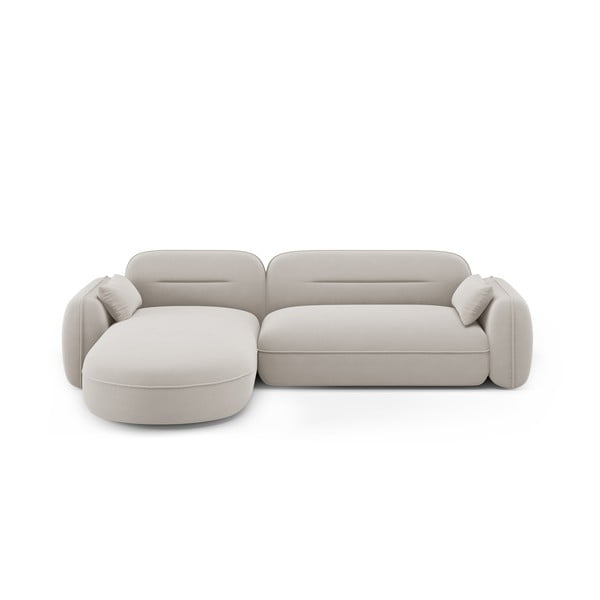 Кремав кадифен ъглов диван (ляв ъгъл) Audrey – Interieurs 86