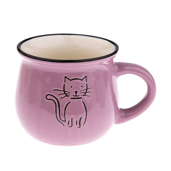 Лилава керамична чаша с изображение на котка, обем 0,3 л - Dakls