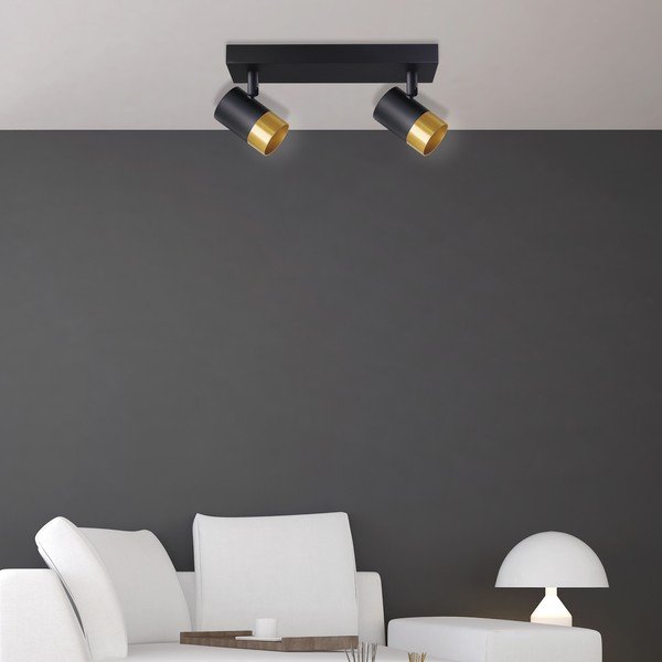 Таванна лампа с метален абажур в черно и златисто 34x5,5 cm Tobi - Candellux Lighting-image-1