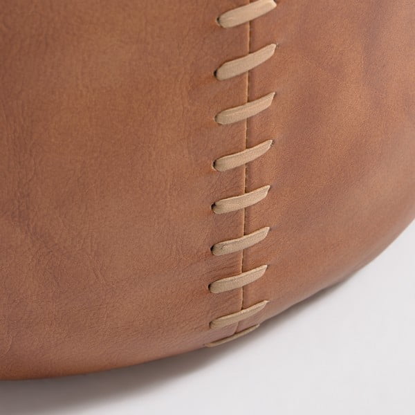Кафяв кожен пуф в цвят коняк Cesia - Kave Home-image-2