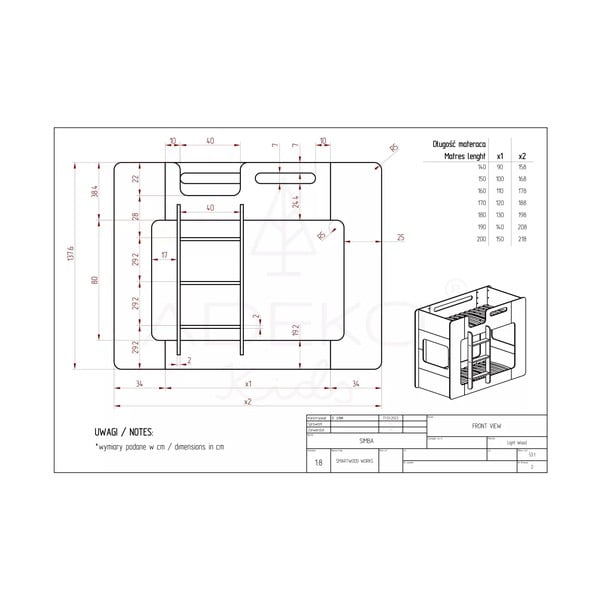 Двуетажно легло за деца 90x200 cm Simba - Adeko-image-3