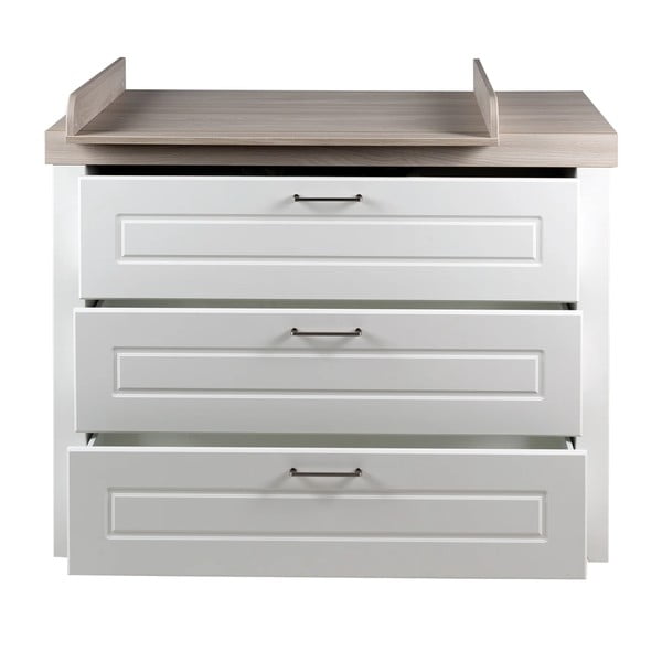 Бял нисък скрин в декор от бряст с масичка за преповиване 120x98 cm Felicia - Roba-image-3