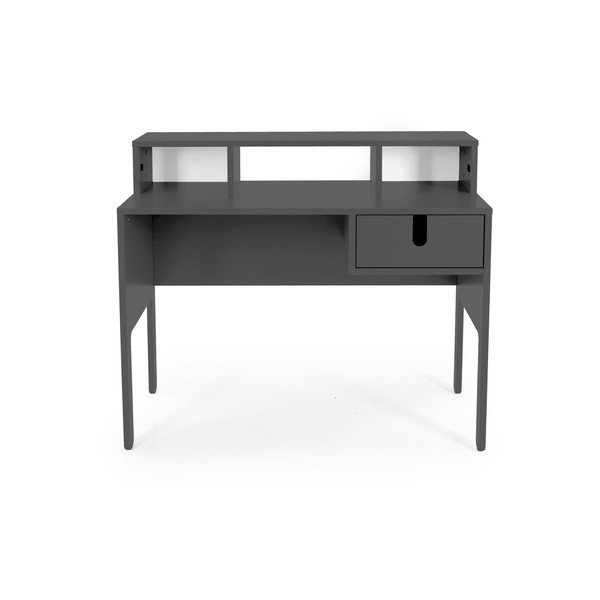 Сиво работно бюро с 3 чекмеджета Uno - Tenzo-image-2