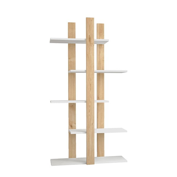 Бял естествен шкаф за книги от бор 75x150 cm Dembi - Gauge Concept