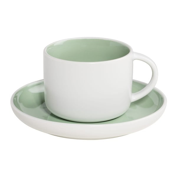 Бяло-зелена порцеланова чаша с чинийка Maxwell & Williams Tint, 240 ml - Maxwell & Williams