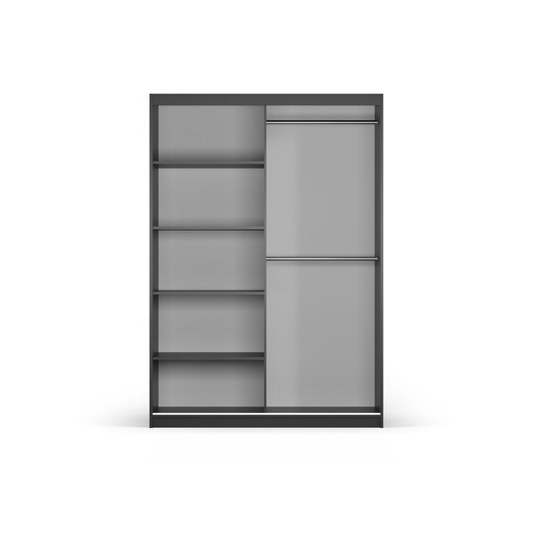 Черен гардероб с огледало и плъзгащи се врати 151x215 cm Lisburn - Cosmopolitan Design-image-3