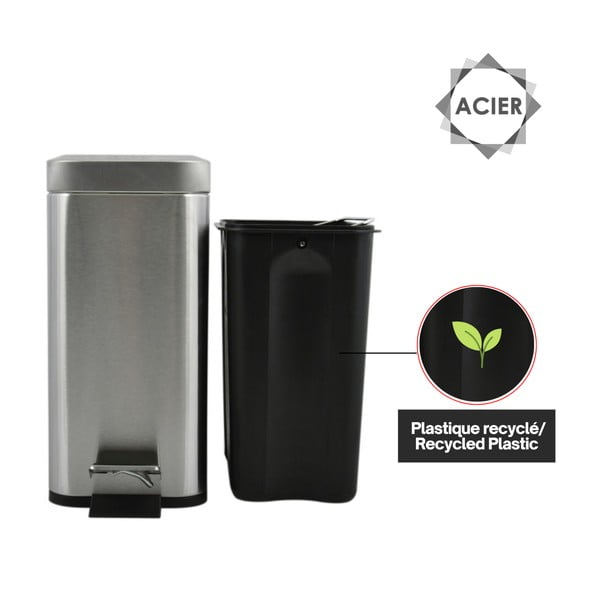 Стоманено кошче за боклук с педал в матово сребрист цвят 5 l   Erik – Spirella-image-4