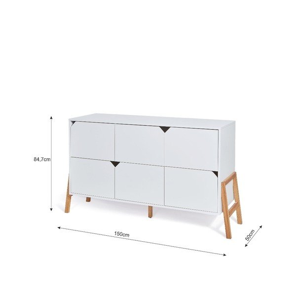 Бял скрин с 6 чекмеджета Lotta - BELLAMY-image-2