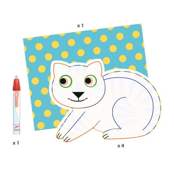 Книжка за оцветяване с водни боички Големи животни - Djeco-image-4